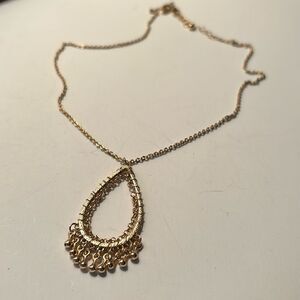Charming Charlie Gold Tone Tear Drop Pendant Necklace 18-20”
